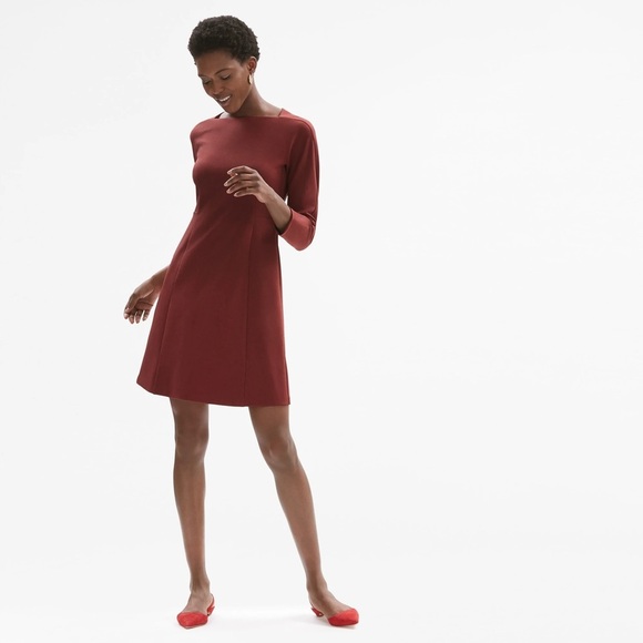 MM Lafleur Brick Red A-Line Jeannette Dress Square Neckline - Picture 1 of 8
